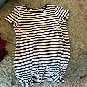 Striped Navy and White T-Shirt Dress